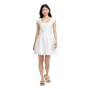 A New Day Women's White Cotton Corset Woven Mini A-Line Dress EUC